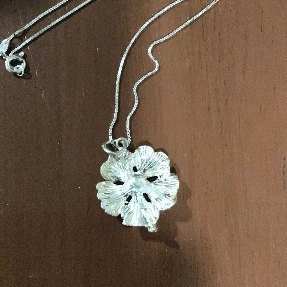 Hibiscus Flower Sterling Silver Pendant, 18